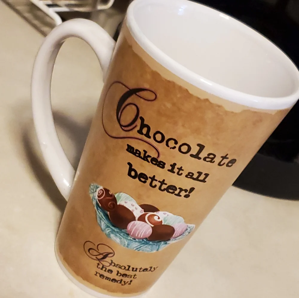 Chocolate makes it all better tall coffee mug